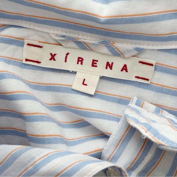 Xirena Striped Button Front Long Sleeve Shirt Large - Picture 5 of 7